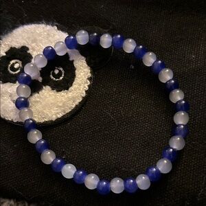 Blue and White Beaded Bracelet